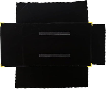 Premium Jewelry Roll Organizer for 16 Necklaces 55cm x 29cm Metal Snap & Velcro Closure - Ideal for Travel and Storage (Black with golden corner)