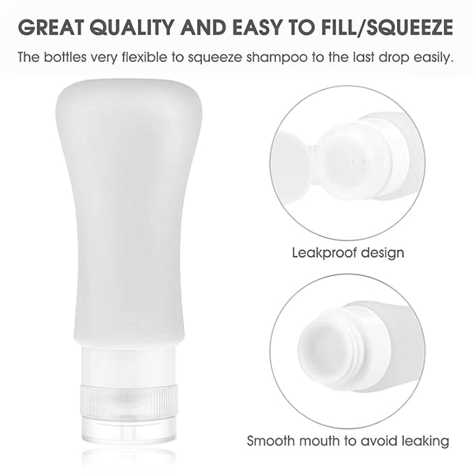 18 Pack Travel Bottles, 3oz & 2oz Leak Proof Toiletries, Perfect for Business or Personal Travel, Fun Outdoors Silicone 18 Pieces