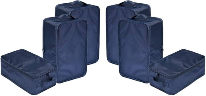 Travel Shoe Bags, Foldable Waterproof Shoe Pouches Organizer-Double Layer (6 Navy Shoe Bags)