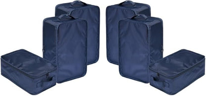 Travel Shoe Bags, Foldable Waterproof Shoe Pouches Organizer-Double Layer (6 Navy Shoe Bags)