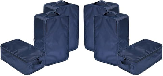 Travel Shoe Bags, Foldable Waterproof Shoe Pouches Organizer-Double Layer (6 Navy Shoe Bags)