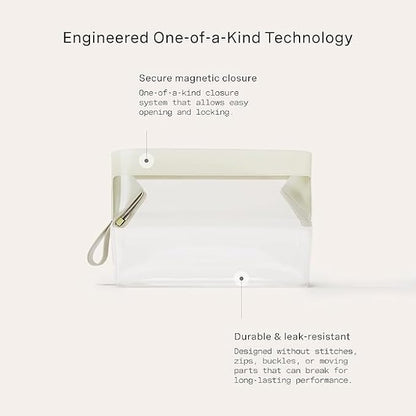 Cadence Parcel - Clear Kit with Magnetic Closure - Durable and Leak-Resistant Travel Toiletry Kit - Modular Design - Hygiene Bag for Travel Essentials - 2 Qt - Pebble