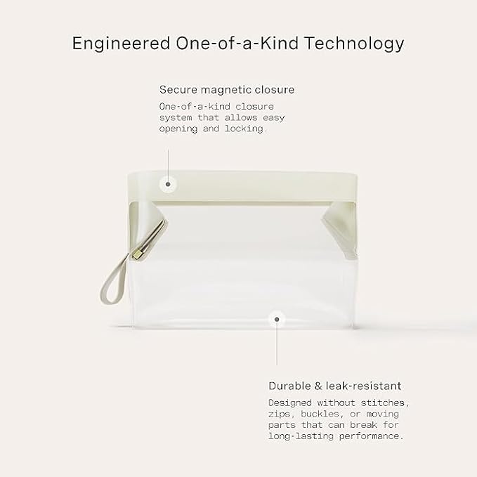 Cadence Parcel - Clear Kit with Magnetic Closure - Durable and Leak-Resistant Travel Toiletry Kit - Modular Design - Hygiene Bag for Travel Essentials - 4 Qt - Pebble