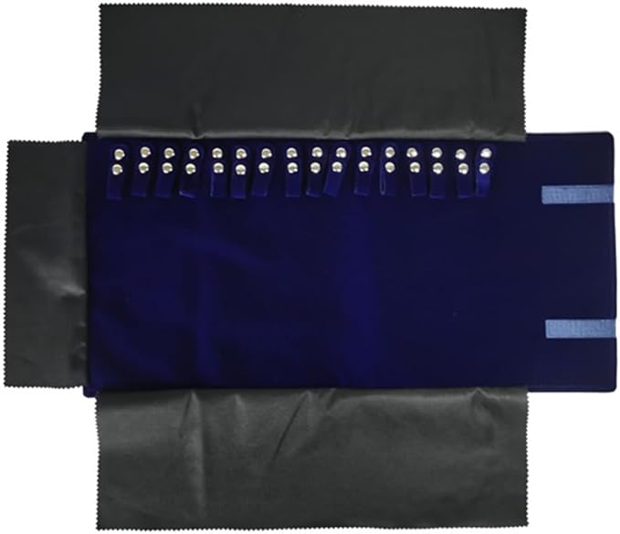 Velet Travel Jewelry Case Roll Bag Organizer for Necklace Bracelet Black Gray Velvet (Blue)