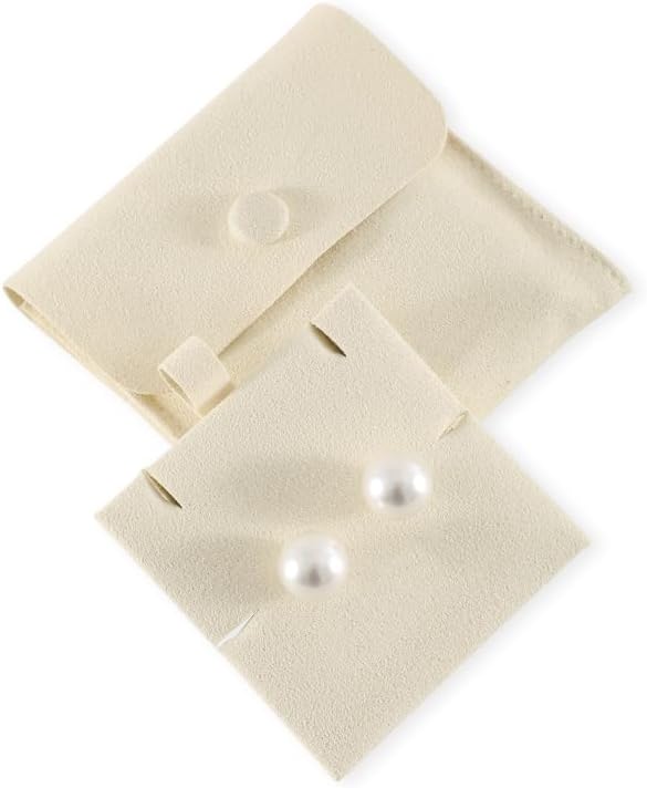 10pc Small Jewelry Pouch For Necklace Stud Earring，Mini Ring Boxes Pouches Bags Organizer For Women,Travel Jewlery Box Case Storage （White）