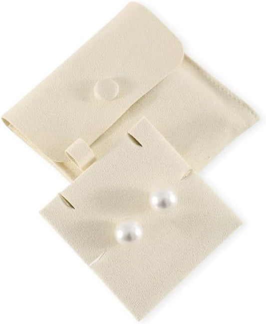 10pc Small Jewelry Pouch For Necklace Stud Earring，Mini Ring Boxes Pouches Bags Organizer For Women,Travel Jewlery Box Case Storage （White）