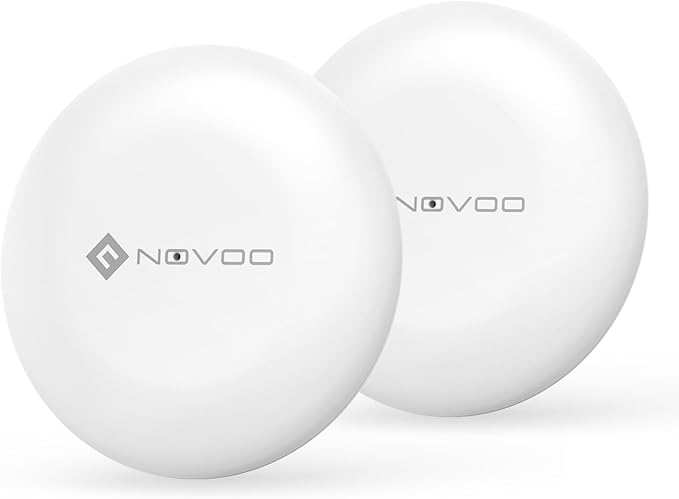 NOVOO Air Tracker Tags-2 Pack, Smart Bluetooth Tracker, Item Finder Works with iOS & Android, Trakcer Tag Locator for Keys, Wallet, Luggage and Bags, Replaceable Battery