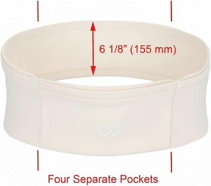 Sporteer VersaMax Running Belt, Travel Belt, Workout Waist Pack - Large Security Pockets Fit All Smartphones, Money, Passport, and Other Valuable Items (Neutral, X-Small)