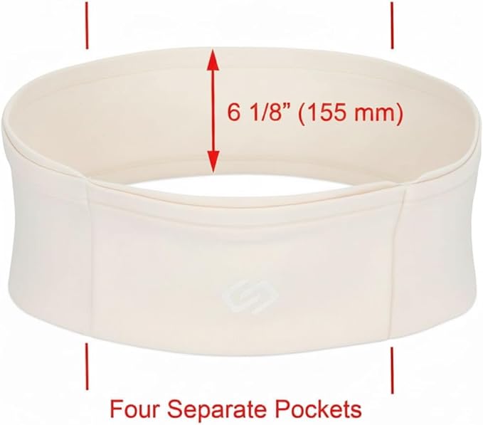 Sporteer VersaMax Running Belt, Travel Belt, Workout Waist Pack - Large Security Pockets Fit All Smartphones, Money, Passport, and Other Valuable Items (Neutral, Small)