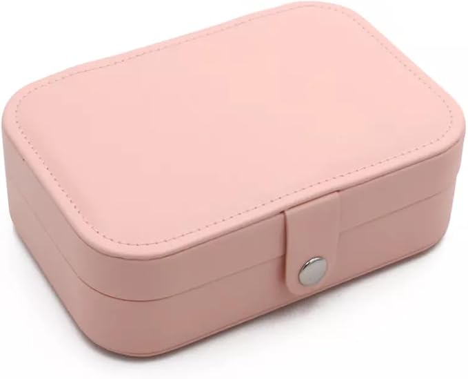 Jewelry Box For Girls | PU Leather Travel Jewelry Case | Jewelry Boxes For Women | Jewelry Organizers And Storage | Box For Earring, Ring, Necklace - Bridesmaid Gifts For Women (Pink)