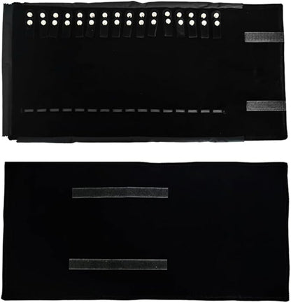 Velet Travel Jewelry Case Roll Bag Organizer for Necklace Bracelet Black Gray Velvet (Black with elastic)