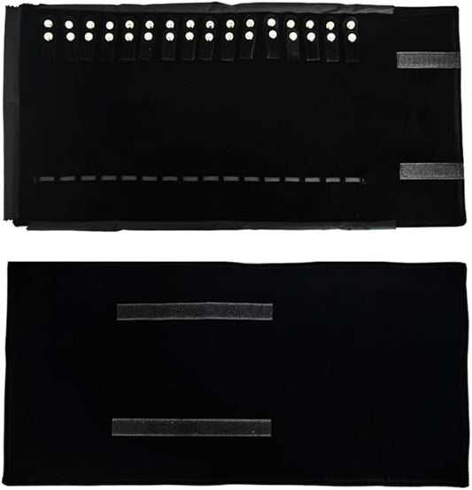 Velet Travel Jewelry Case Roll Bag Organizer for Necklace Bracelet Black Gray Velvet (Black with elastic)