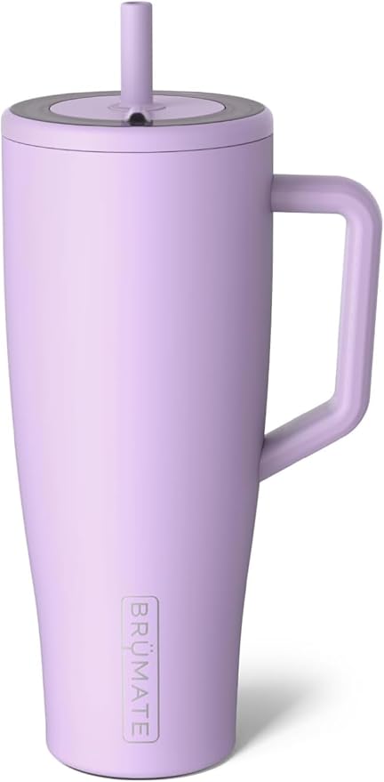 BrüMate Era 40 oz Tumbler with Handle and Straw | 100% Leakproof Insulated Water Bottle Tumbler with Lid and Flexible SoftSip Straw | Made of Stainless Steel | Cup Holder Friendly | 40oz (Lavender)