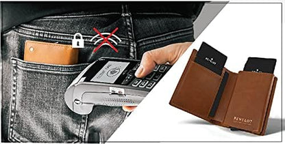 Revelot Cardholder Wallet/Genuine Leather with RFID Blocking / W1 (Coffee Nappa)