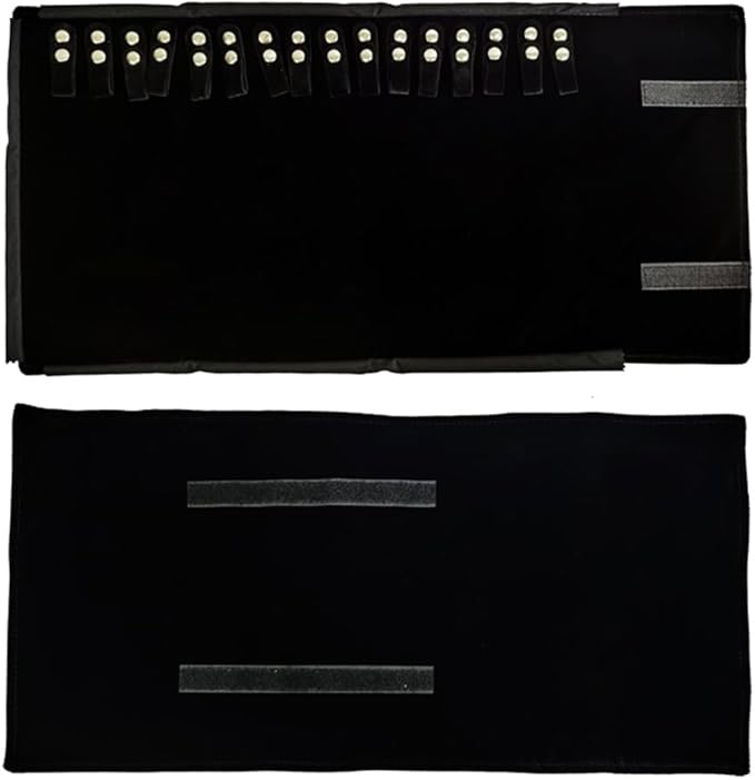 Velet Travel Jewelry Case Roll Bag Organizer for Necklace Bracelet Black Gray Velvet (Black Velvet)