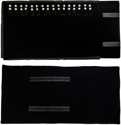 Velet Travel Jewelry Case Roll Bag Organizer for Necklace Bracelet Black Gray Velvet (Black Velvet)