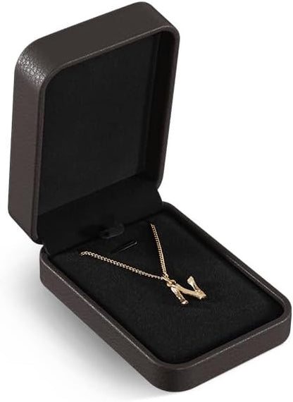 Necklace Gift Box, Leather Small Jewelry Box,Premium Jewelry Box For Necklaces,Luxury Necklace Case (Brown)