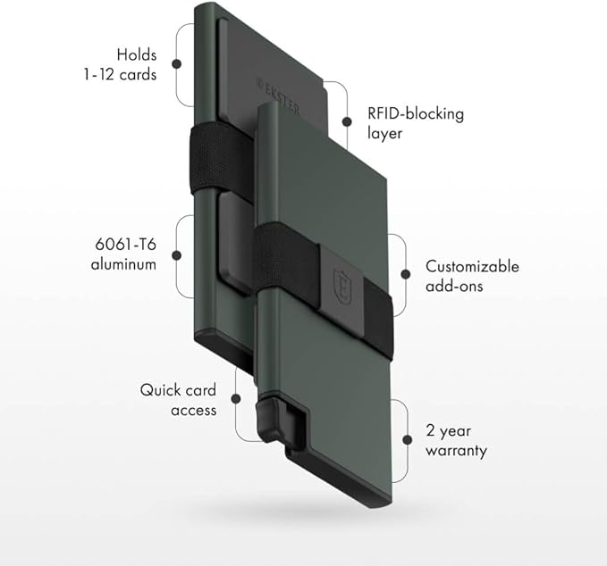 Ekster Aluminum Cardholder Wallet for Men | Metal Wallets with RFID Blocking Layer | Slim & Minimalist Aluminum Wallet with Push Button for Quick Card Access