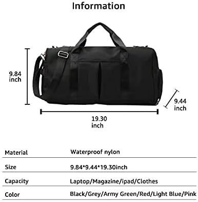 ZUEVI Sports Gym Duffel Bag for Men or Women Waterproof Weekender Travel Bag with Shoes Compartment Dry and Wet Separation for Training Swim Yoga(Black)