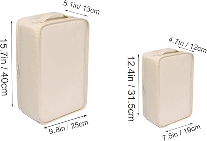 Travel Shoe Bags, Foldable Waterproof Shoe Pouches Organizer-Double Layer (2+2 Cream Shoe Bags)