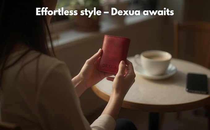 Mens Wallet, Genuine Leather Trifold Wallet with Pop-Up Card Holder, RFID Blocking, Card Slots, Cash & Coin Compartments, Magnetic Closure, Christmas Gift Ready Gift Box Included