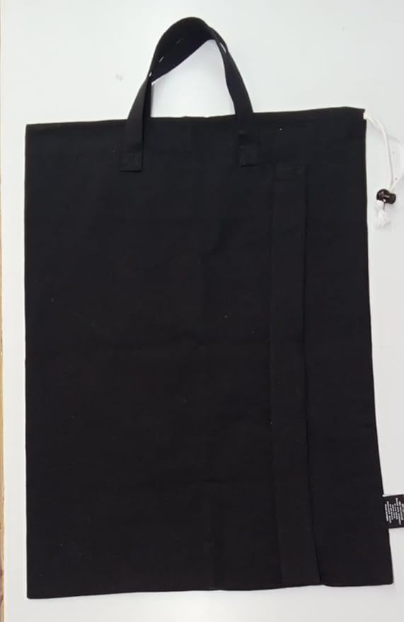 LFH Home Large Premium Cotton Canvas Laundry Bag with Drawstring and Handles Heavy Duty, Multi-Use, and Washable for Home, Travel, College or Storage 24x36 (Pack of 2)-Black