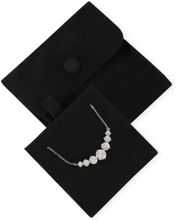 10pc Small Jewelry Pouch For Necklace Stud Earring，Mini Ring Boxes Pouches Bags Organizer For Women,Travel Jewlery Box Case Storage （Black）