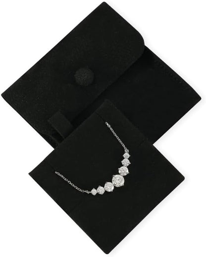 10pc Small Jewelry Pouch For Necklace Stud Earring，Mini Ring Boxes Pouches Bags Organizer For Women,Travel Jewlery Box Case Storage （Black）