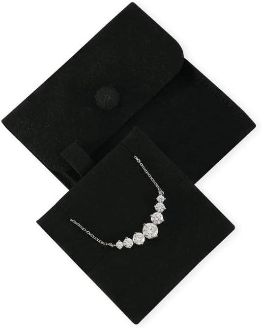 10pc Small Jewelry Pouch For Necklace Stud Earring，Mini Ring Boxes Pouches Bags Organizer For Women,Travel Jewlery Box Case Storage （Black）