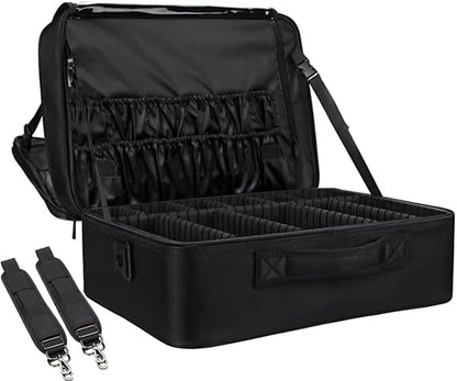 Extra-large Makeup Case, a Must for Double-layer Travel, a Storage Case for Professional Makeup Artists to Put Cosmetics, with Adjustable Partitions and Support