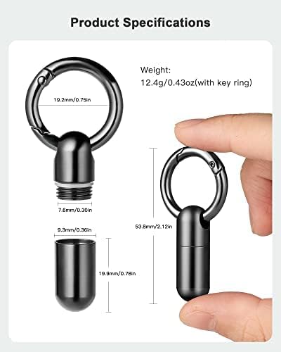 TISUR Keychain Pill Holder, Titanium Pill Case Small Pill Organizer Waterproof Pill Box, EDC Portable Pill Container Metal Tube for Travel Purse Outdoor