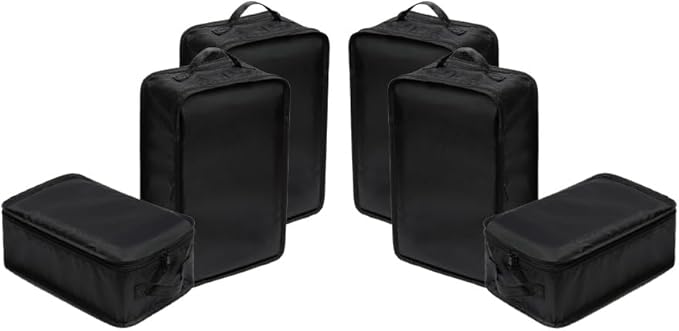 Travel Shoe Bags, Foldable Waterproof Shoe Pouches Organizer-Double Layer (6 Black Shoe Bags)