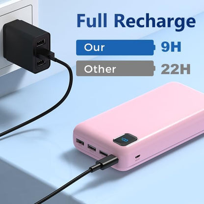 Portable Charger 50000 mAh Power Bank PD 30W and QC 4.0 PowerBank Fast Charging External Battery Pack with USB-C LED 3 Outputs & 2 Inputs Portable Charging for iPhone 15 14 13 pro, Samsung