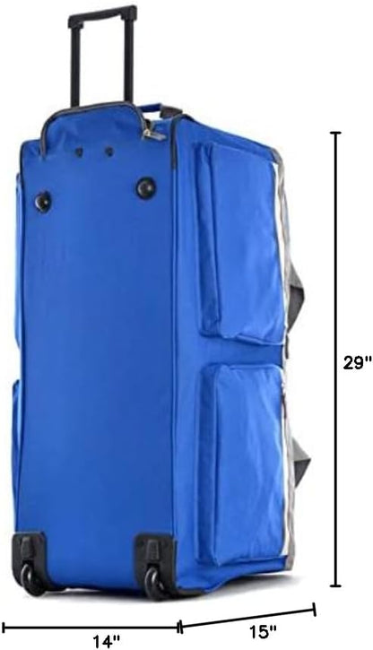Olympia U.S.A. 29 inch Jumbo Size 8 Pockets Wheeled Rolling Duffel Bag Water Resistant Luggage Lightweight Travel Suitcase with Retractable Handle