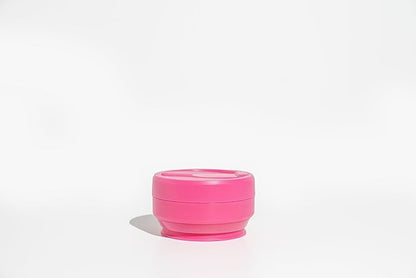 STOJO Collapsible Travel Cup - Reusable To-Go Pocket Size Silicone Bottle for Hot and Cold Drinks - Perfect for Camping - Microwave & Dishwasher Safe (16 Ounce (Pack of 1), Translucent Hot Pink)