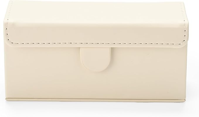 Leather Travel Jewelry Box, Portable Pocket Size Ring Box for Women, Mini Jewelry Travel Case Small Ring Holder Organizer with 12 Slots for purse(Beige)