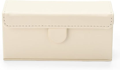 Leather Travel Jewelry Box, Portable Pocket Size Ring Box for Women, Mini Jewelry Travel Case Small Ring Holder Organizer with 12 Slots for purse(Beige)