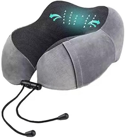 Airplane Travel Neck Pillow, 100% Memory Foam Ergonomic Neck Support, Airplanes Neck Pillow with Washable Cover Travel Essential for Flight, Office includes Eye Masks, Earplugs & Carry Bag (Dark Gray)