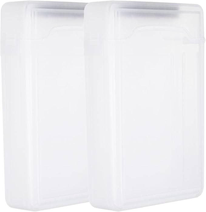 PATIKIL 6.5" x 4.5" Hard Drive Disk Case, 2Pcs Plastic Hard Disk Storage Box Portable Anti-Static Case for 3.5" External SSD HDD, White