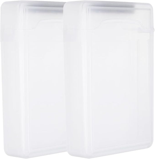 PATIKIL 6.5" x 4.5" Hard Drive Disk Case, 2Pcs Plastic Hard Disk Storage Box Portable Anti-Static Case for 3.5" External SSD HDD, White