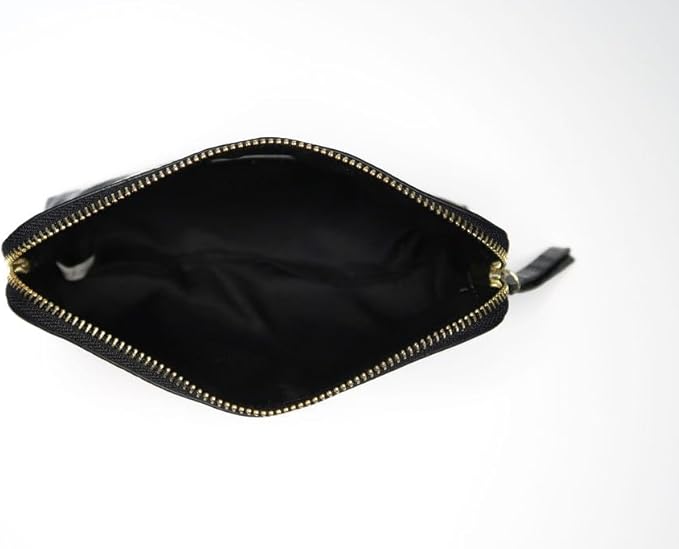 Noir Onyx Crocodile Cosmetic Bag - Luxury Vegan Leather Makeup Bag, Black Crocodile Texture Organizer, Beauty Bag for Travel, Skincare & Makeup Storage