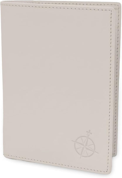 WANDERINGS Leather Travel Wallet with Passport Holder - 5.5" x 4" - Genuine Leather Case with RFID Blocking for Men and Women - Folding Wallet for Passports - Oat Color