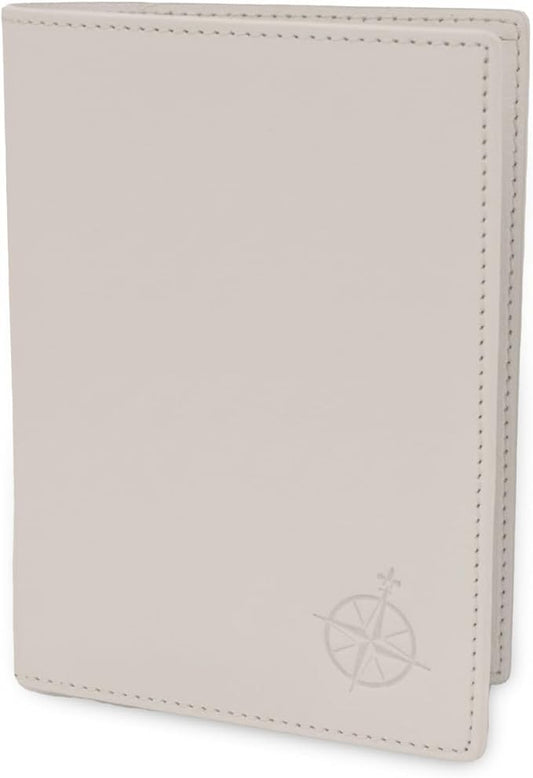 WANDERINGS Leather Travel Wallet with Passport Holder - 5.5" x 4" - Genuine Leather Case with RFID Blocking for Men and Women - Folding Wallet for Passports - Oat Color