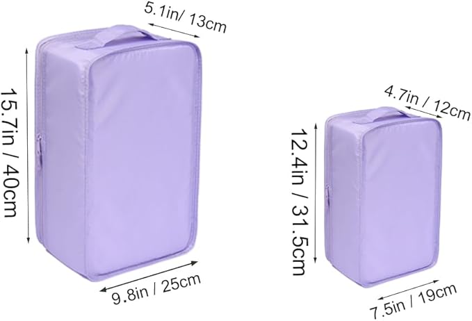 Travel Shoe Bags, Foldable Waterproof Shoe Pouches Organizer-Double Layer (2+2 Purple Shoebags)