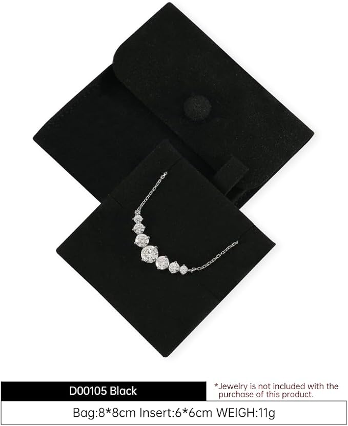 10pc Small Jewelry Pouch For Necklace Stud Earring，Mini Ring Boxes Pouches Bags Organizer For Women,Travel Jewlery Box Case Storage （Black）