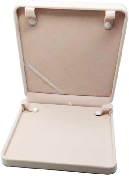 Jewelry Set Velvet Box Necklace Earring Ring Necklace Bracelet Gift Display Case Wedding Jewelry Storage Holder (Beige for Long Pearl Chain)
