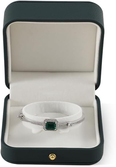 Leather Bracelet Gift Box for Men - Premium Small Luxury Bangle Box (Dark Green)