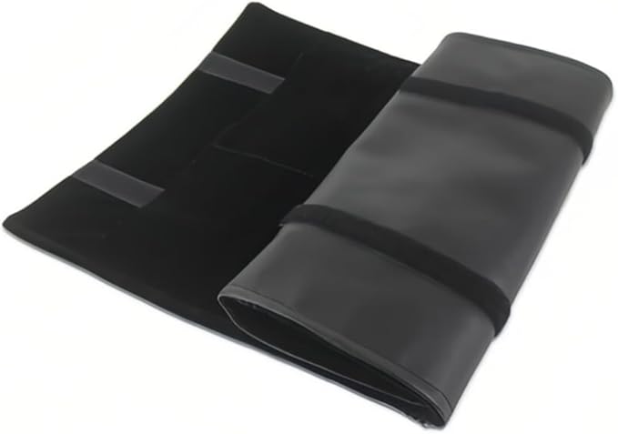 Portable Jewelry Roll Untangled Secure Necklace Travel Storage Bag Displays Holder 16 Chain (black PU and velvet)