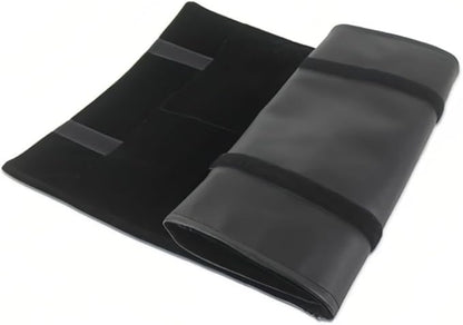 Portable Jewelry Roll Untangled Secure Necklace Travel Storage Bag Displays Holder 16 Chain (black PU and velvet)