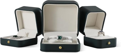 Leather Bracelet Gift Box for Men - Premium Small Luxury Bangle Box (Dark Green)